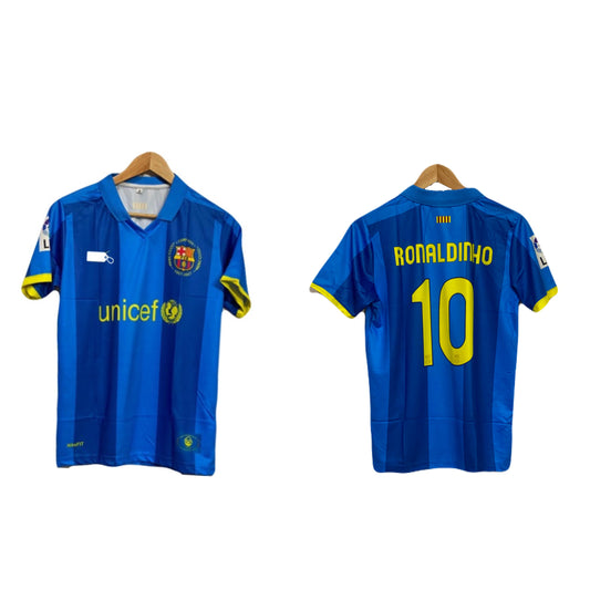Barcelona vintage blue ronaldinho collar jersey - ms retro store