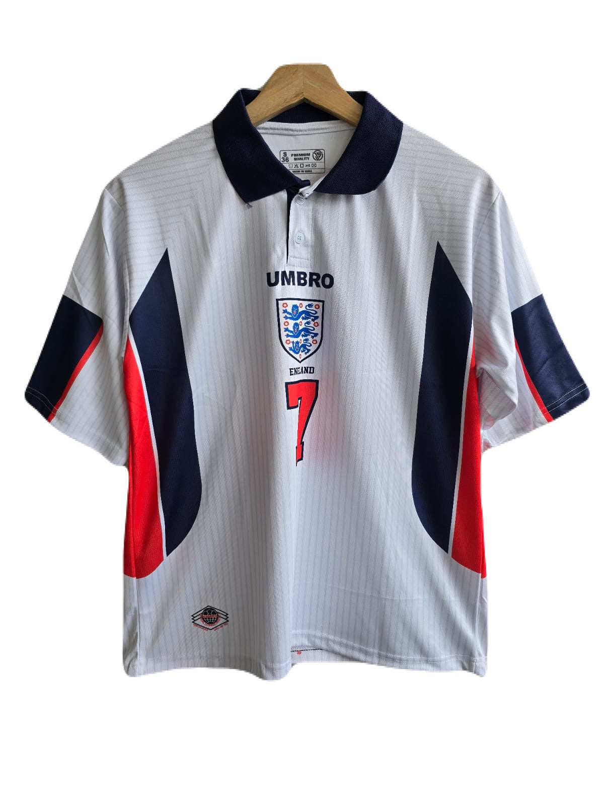 England Beckham 1998 World Cup Home Kit Five Sleeve - Ms Retro Store