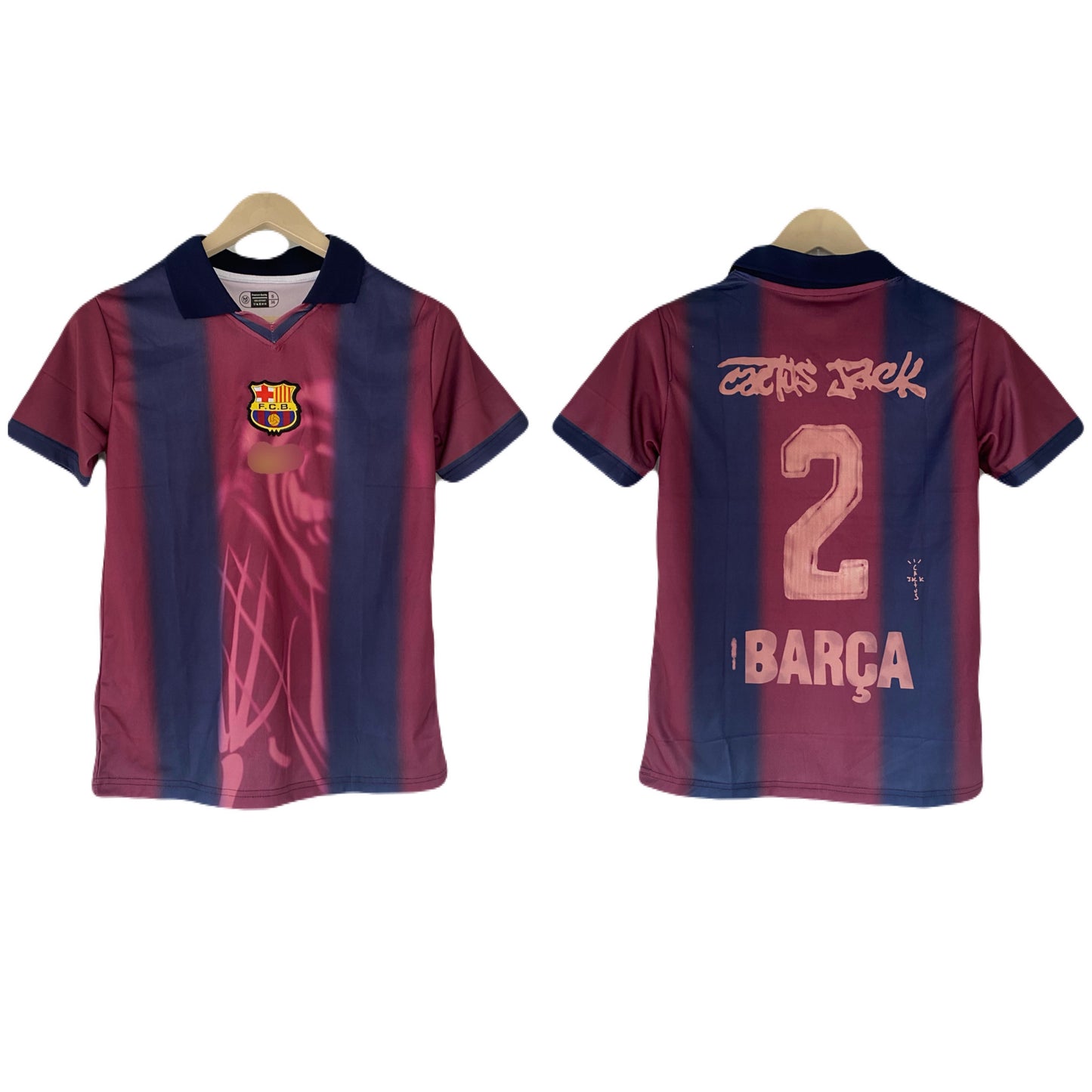 Barcelona Travis Scott number 2 half sleeve Embroidery Jersey - P2244