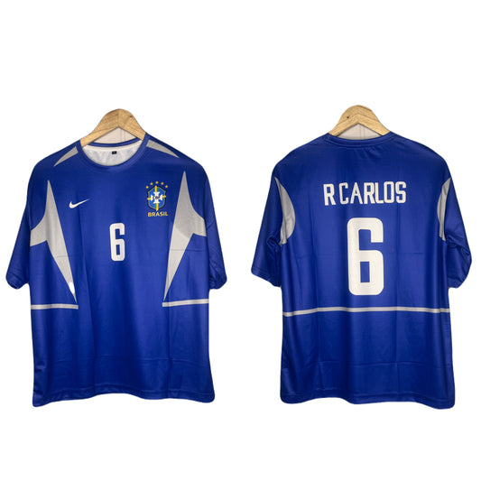 Brazil 2002 Away Kit R.Carlos Five Sleeve - Ms Retro Store