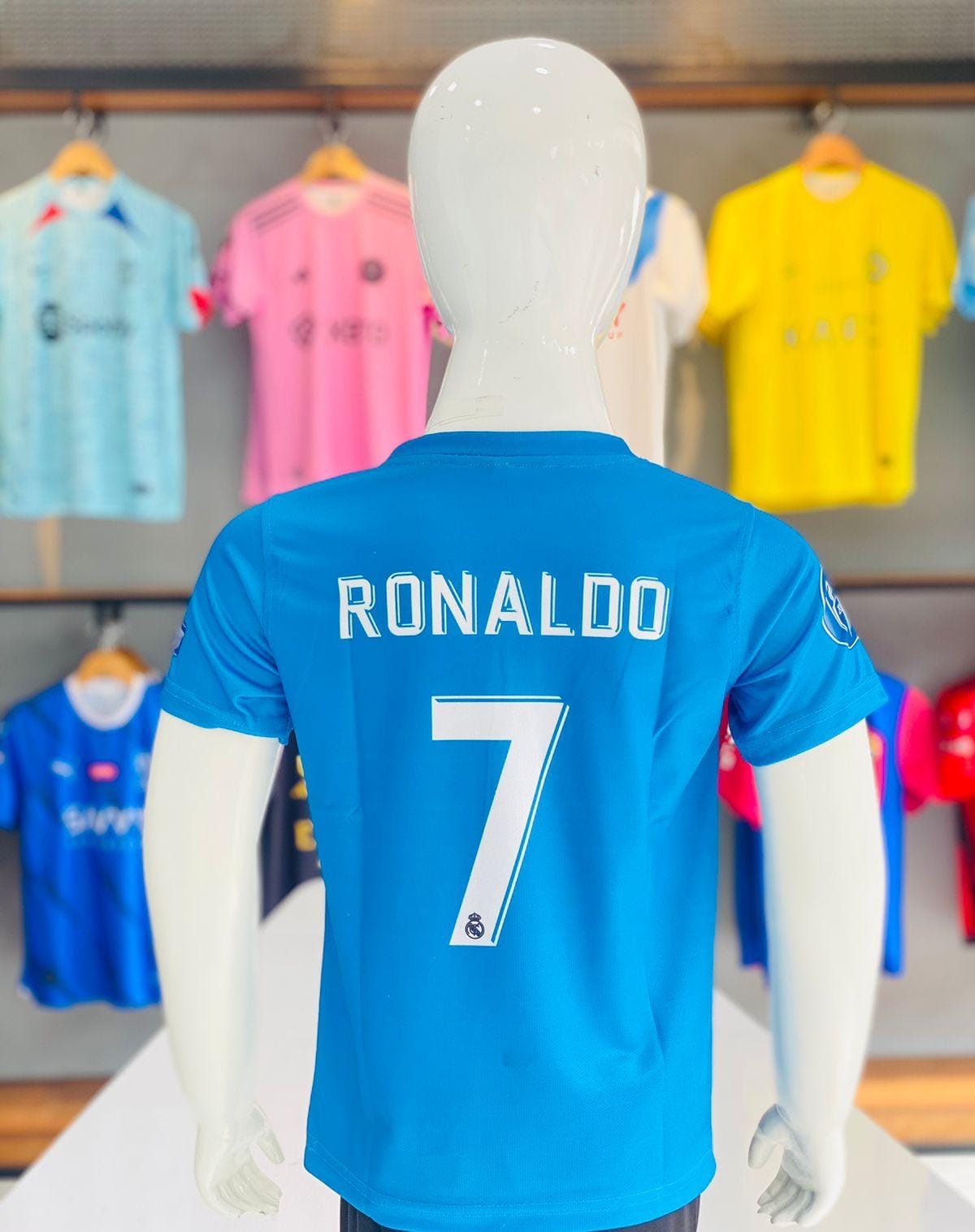 Kids sports jersey ronaldo blue jersey half sleeve