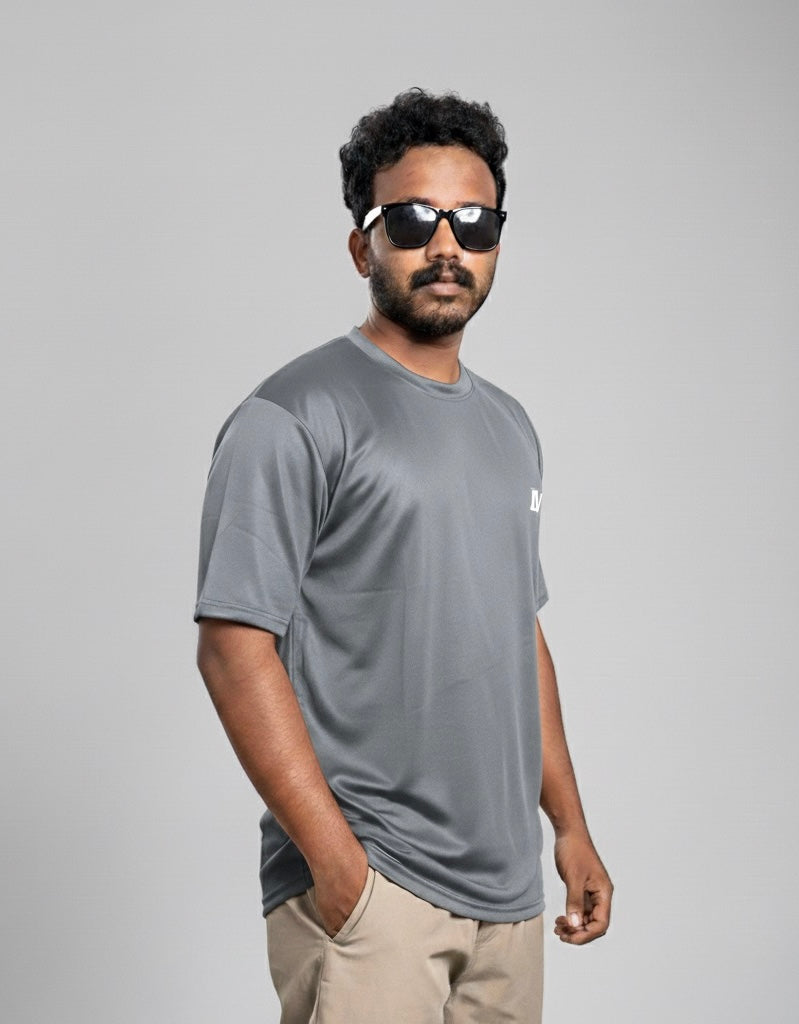 Classic Fit Plain Unisex Grey T Shirt - P948 Livio