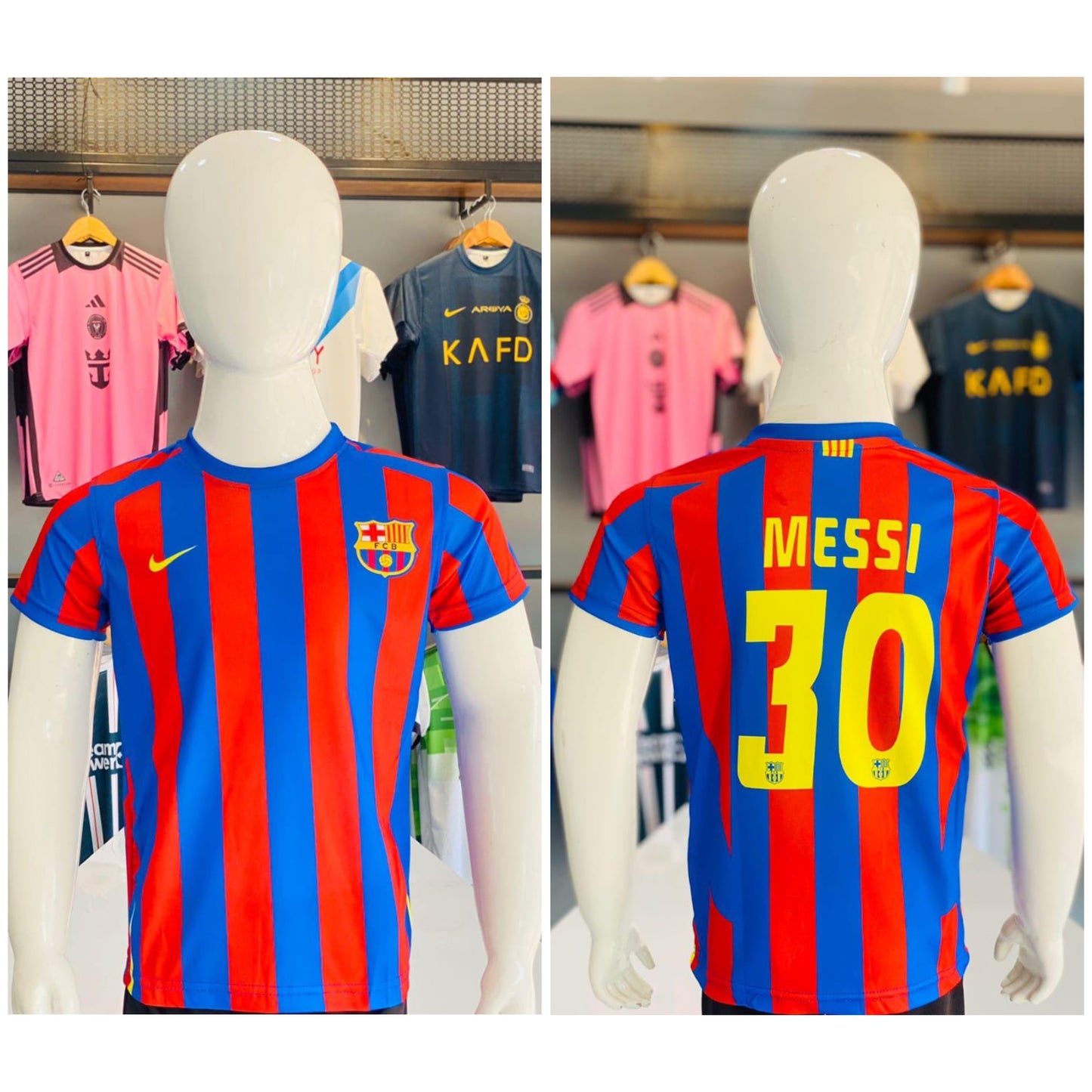 Kids sports jersey  messi barca half sleeve