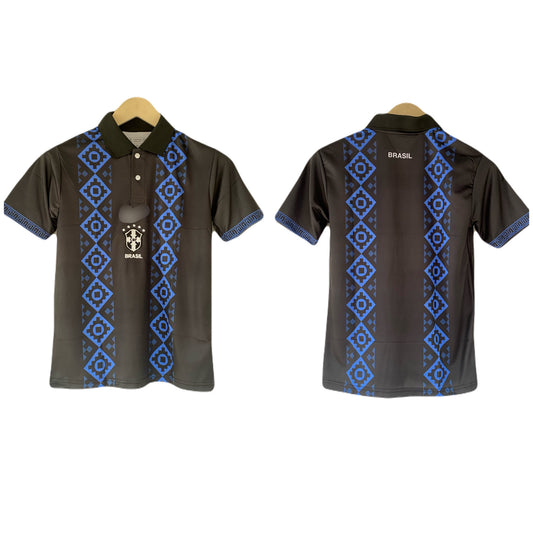 Brazil special no name edition collar  half sleeve jersey -