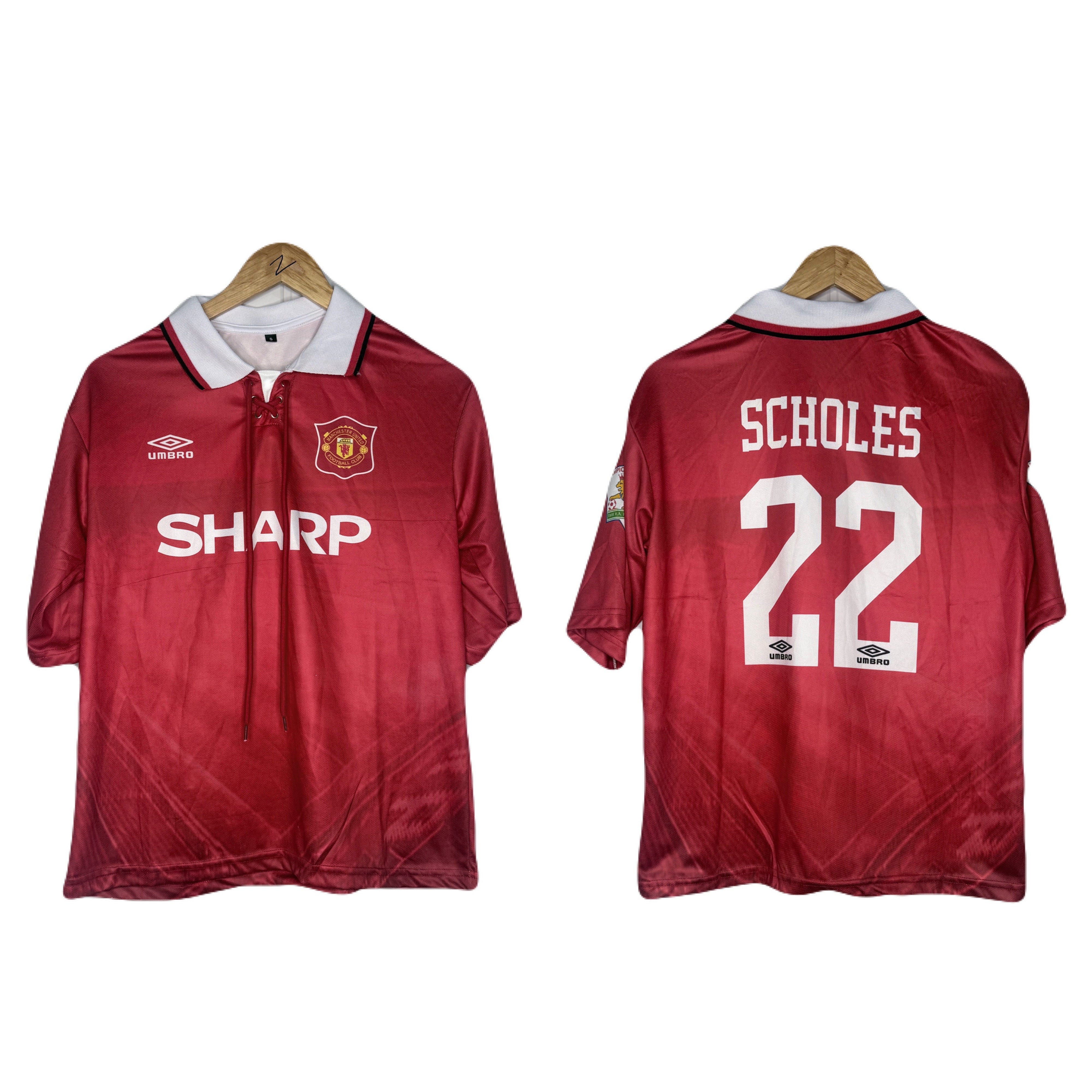 Manchester United 1995-96 Home Kit Scholes Five Sleeve - P885 Ms