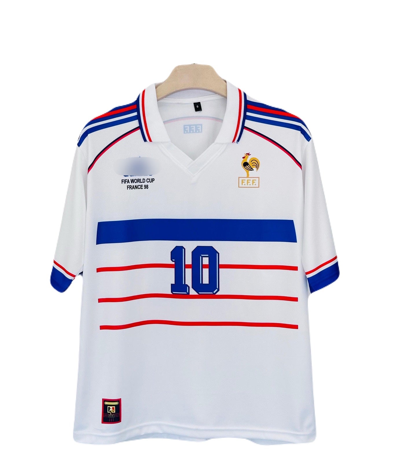 FRANCE 1998 WORLD CUP AWAY KIT ZIDANE FIVE SLEEVE SUBLIMATION P1360 - Ms retro store