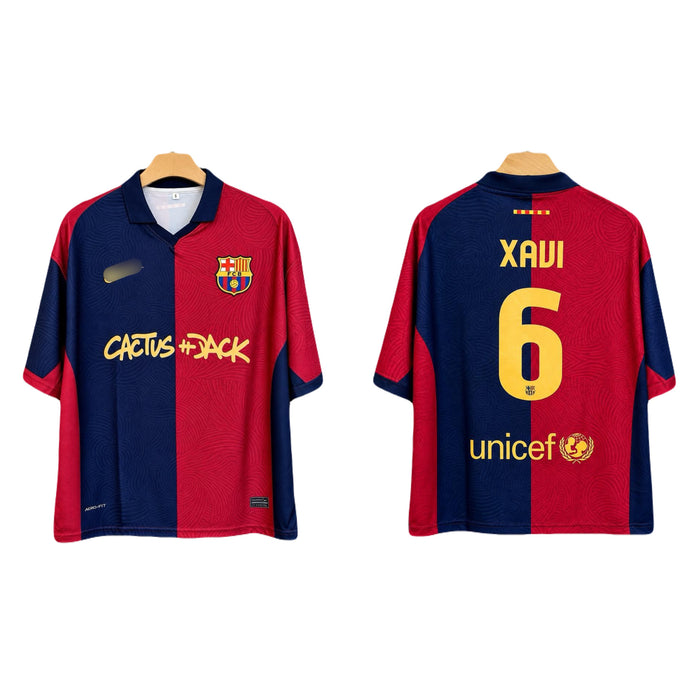 Xavi Barcelona home collar five sleeve sublimation Jersey - P2737