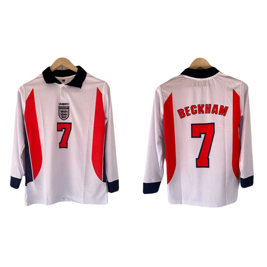 England beckham vintage jersey full sleeve collar type embroidery - ms retro store