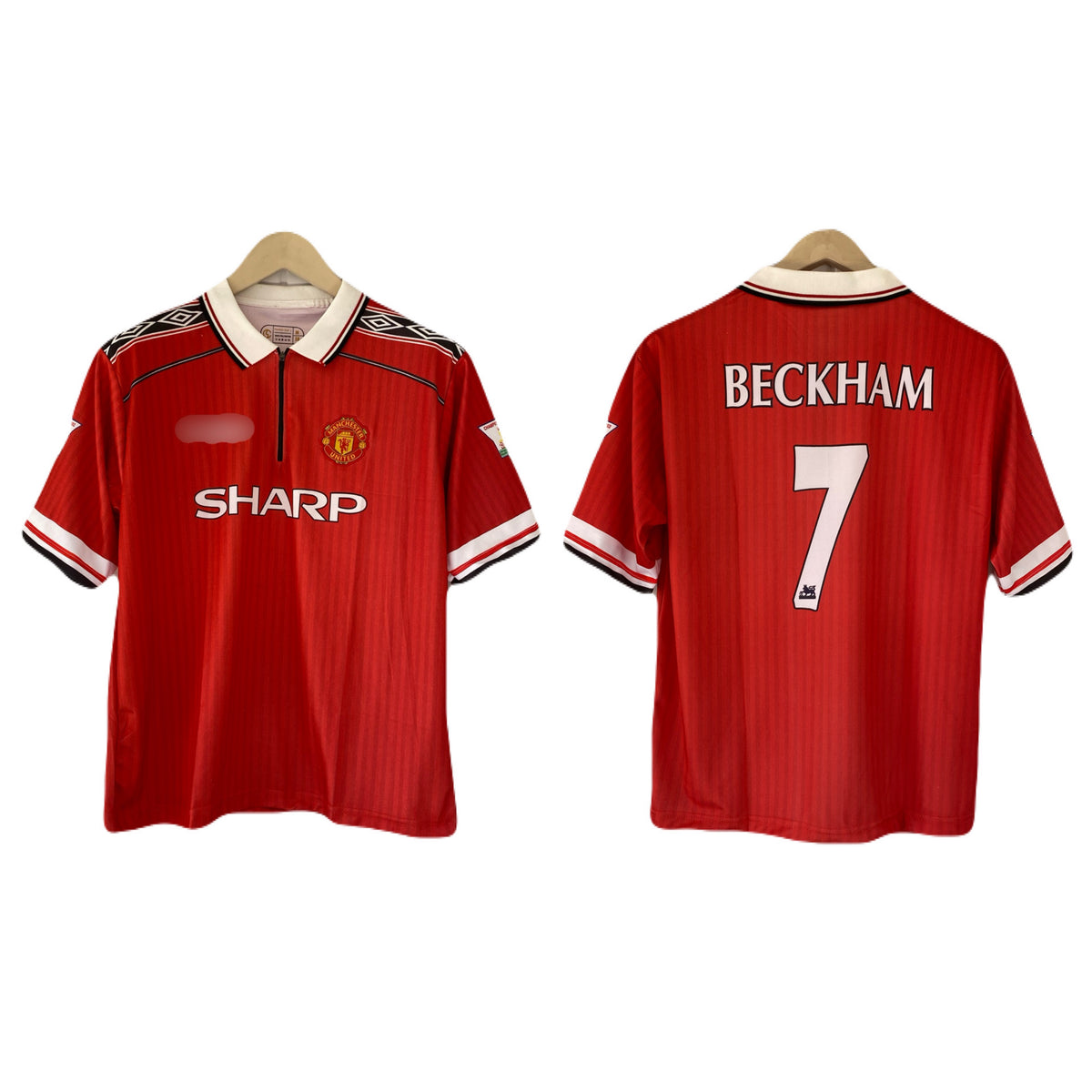 Beckham Manchester United zip type Five Sleeve collar  embroidery jersey - P2493