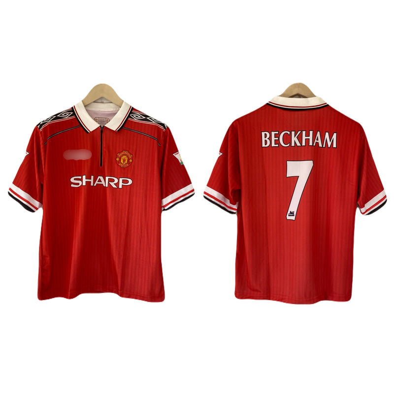 Beckham Manchester United zip type Five Sleeve collar  embroidery jersey - P2493