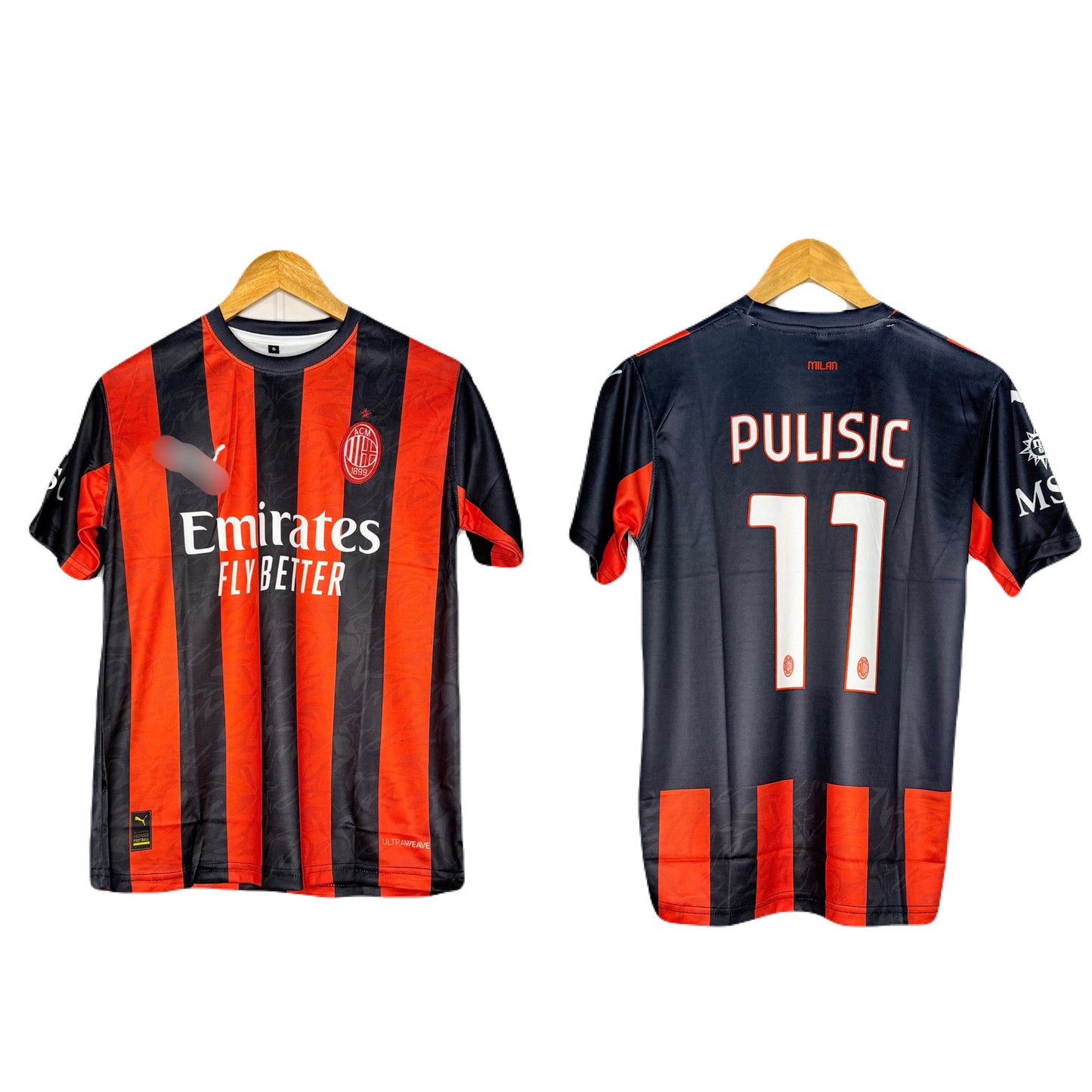 Ac Milan 2025-26 Home kit Pulisic Half sleeve - Ms Retro Store