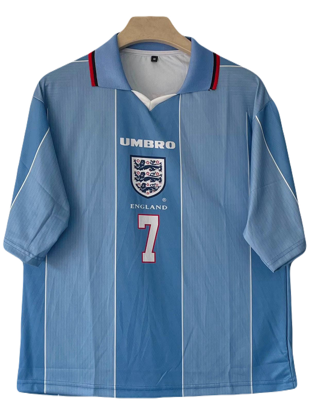 Beckham england 1996/97 away shirt five sleeve collar -   ms retro store