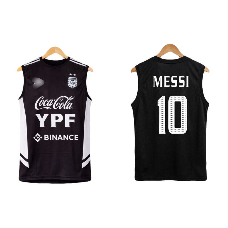 argentina messi  black  sleevless bibs embroidery - P1515 ms retro store