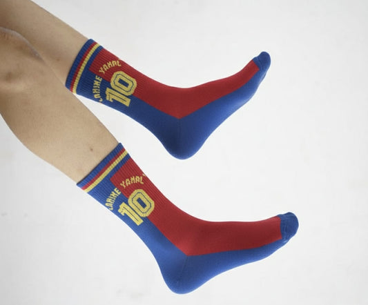 Barcelona Lamine yamal Red and Blue socks - Ms Retro Store