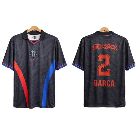 Barcelona x Travis Scott Away Jersey Five Sleeve Collar Embroidery  - Ms Retro Store