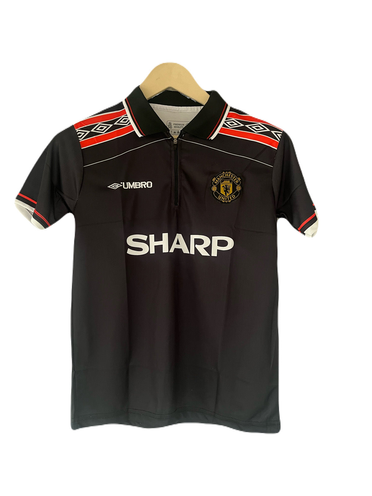 Manchester United 1998-99 Away Kit Beckham Half Sleeve zip embroidery - Ms Retro Store