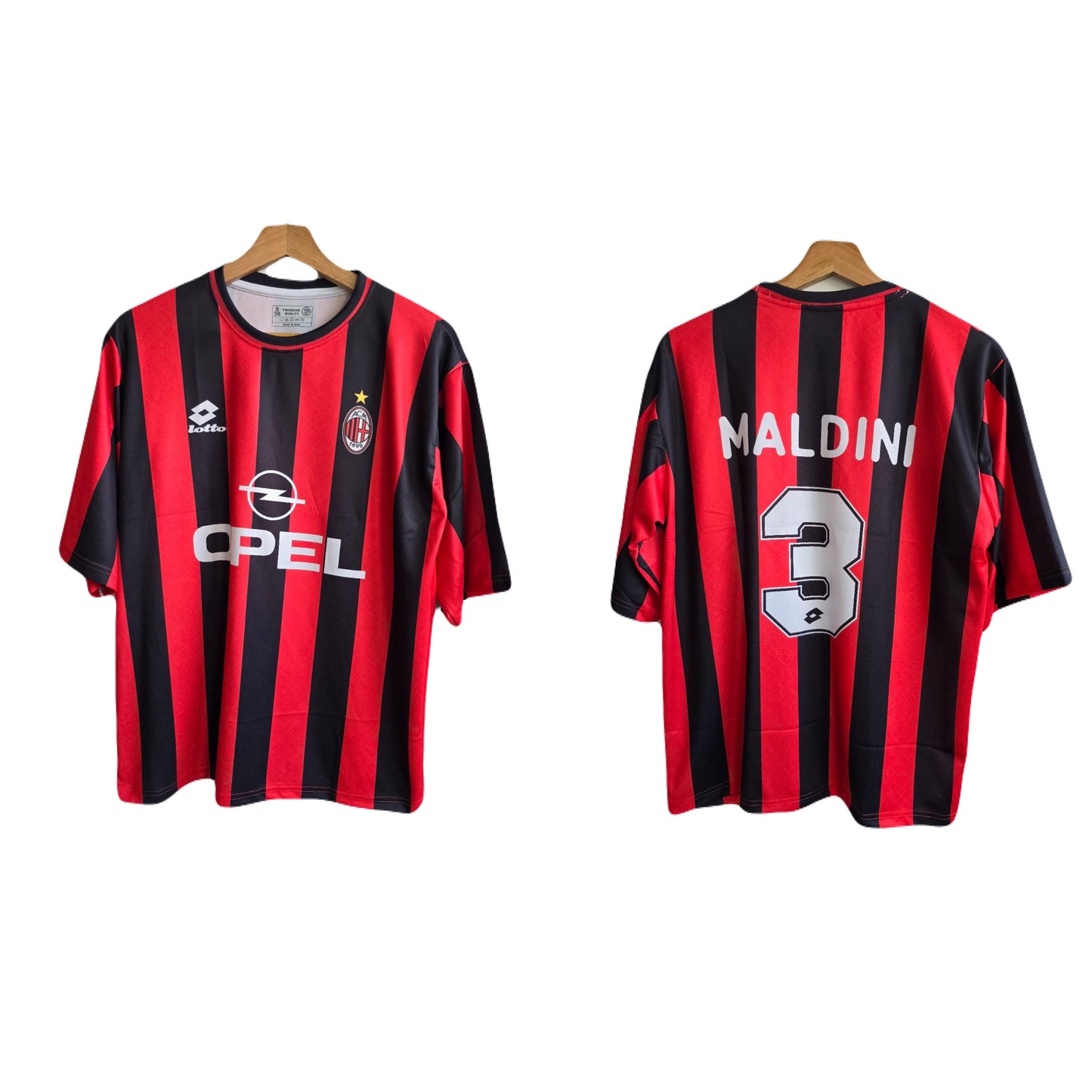 AC Milan 1997-98 Home Jersey Maldini Five sleeve P253  - Ms Retro Store