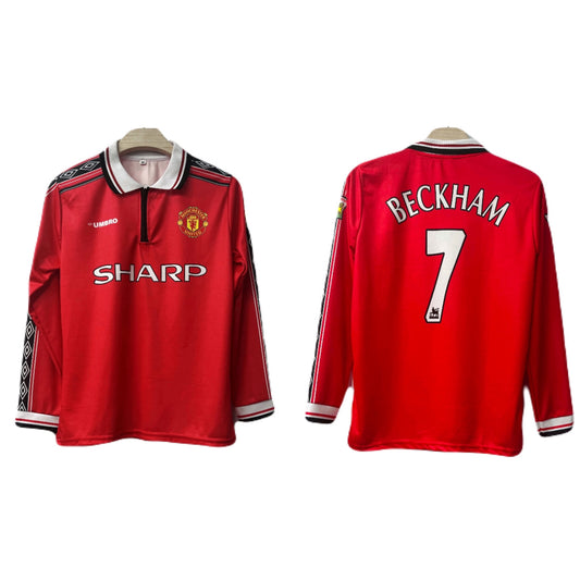 Manchester united 1998/99 Home jersey zip type full sleeve beckham - ms retro store