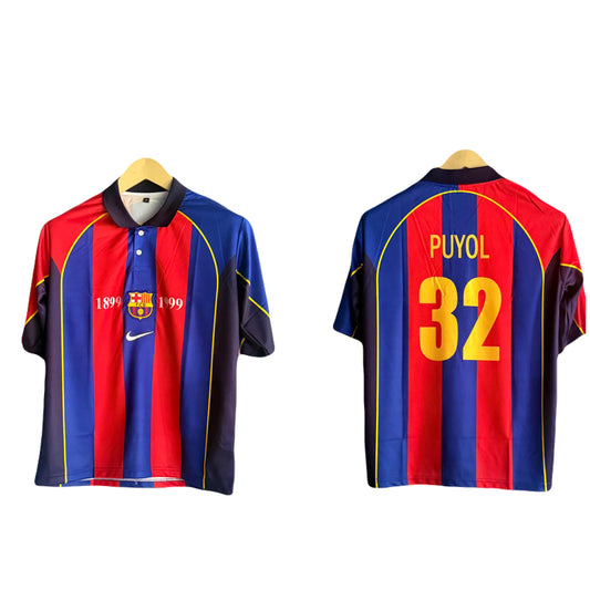 Barcelona 2001-02 Home Kit puyol Five Sleeve - Ms Retro Store