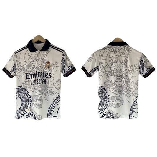 Real Madrid Dragon Edition No name collar  half sleeve jersey -