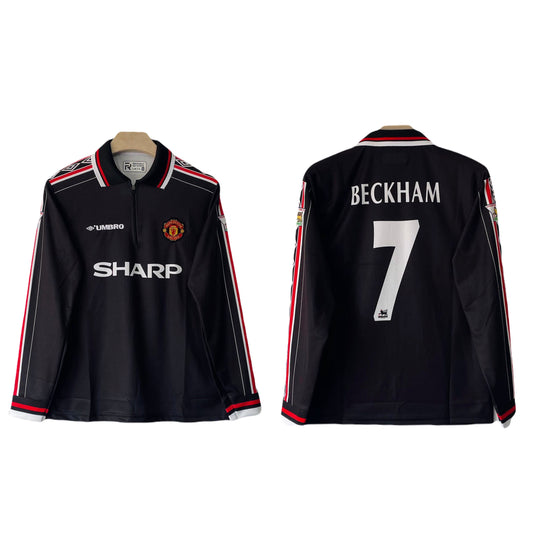 Manchester united 1998/99 Away Jersey zip type full sleeve embroidery beckham  - ms retro store