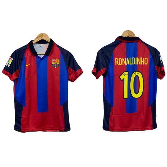 Fc Barcelona 2003-04 Home kit Ronaldinho Half sleeve P517 - Ms Retro Store