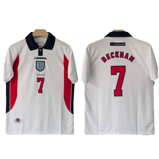 England 1988 World Cup Home Kit Polo Beckham Half sleeve   - Ms Retro Store