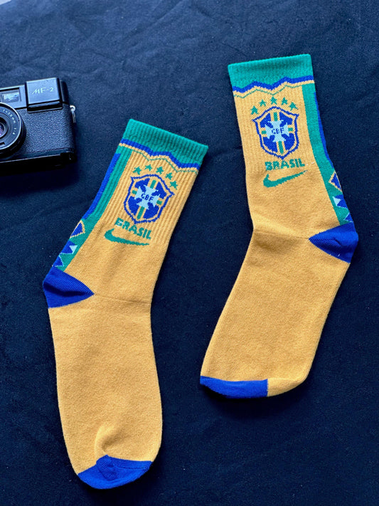 Brazil Yellow and green Socks -