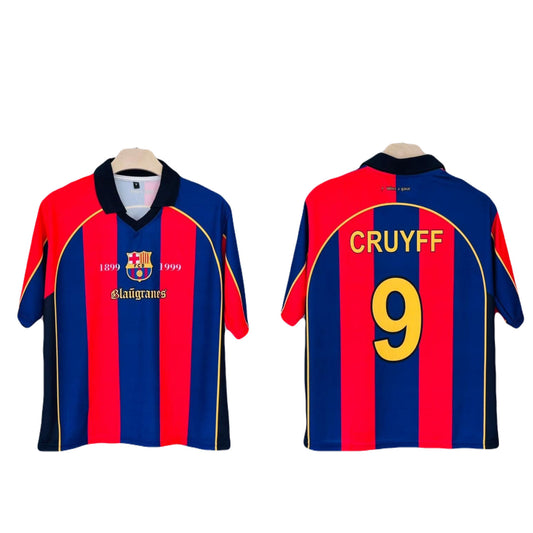 Fc Barcelona 2001-02 Home Kit Cruyff Five Sleeve - Ms Retro Store