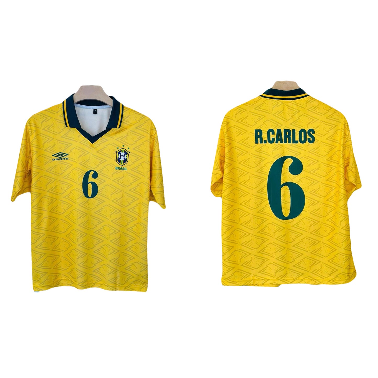 Carlos Brazil 2006 Five sleeve collar jersey -