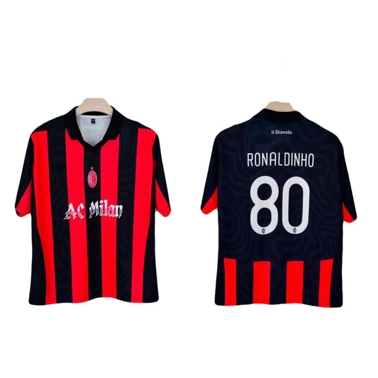 Ac Milan  2008-2010 home jersey Ronaldinho Five sleeve  - P2000 ms retro store