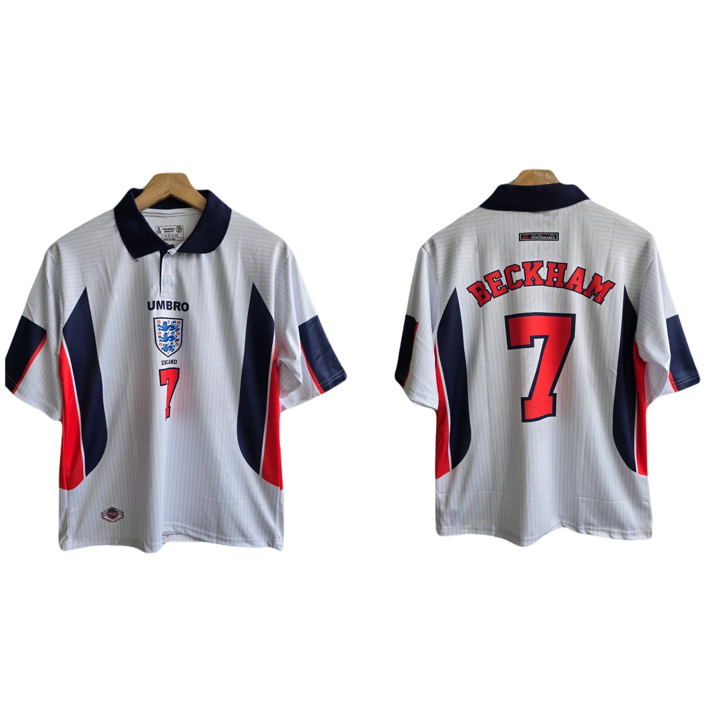 England Beckham 1998 World Cup Home Kit Five Sleeve - Ms Retro Store