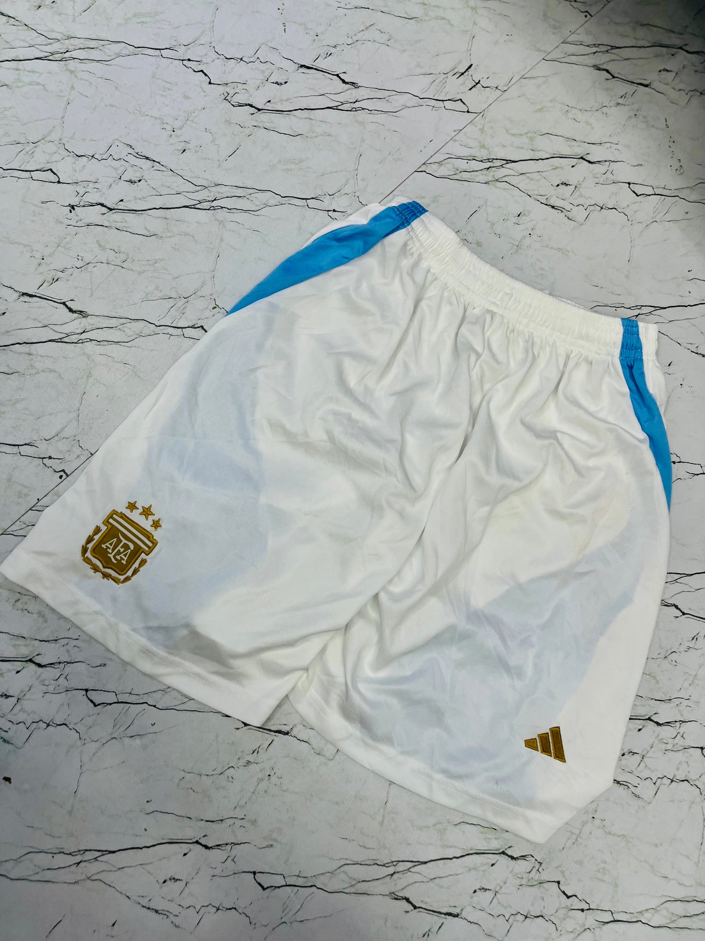 Premium first quality Argentina White And Side blue Shorts - Ms Retro Store
