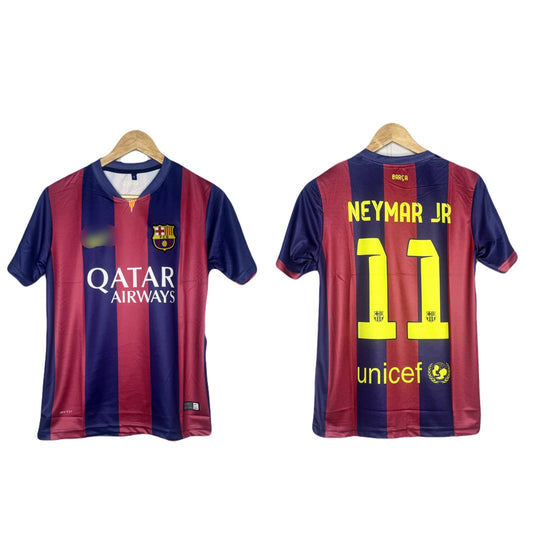 Fc Barcelona 2015 Neymar V Neck Embroidery Half Sleeve - Ms Retro Store