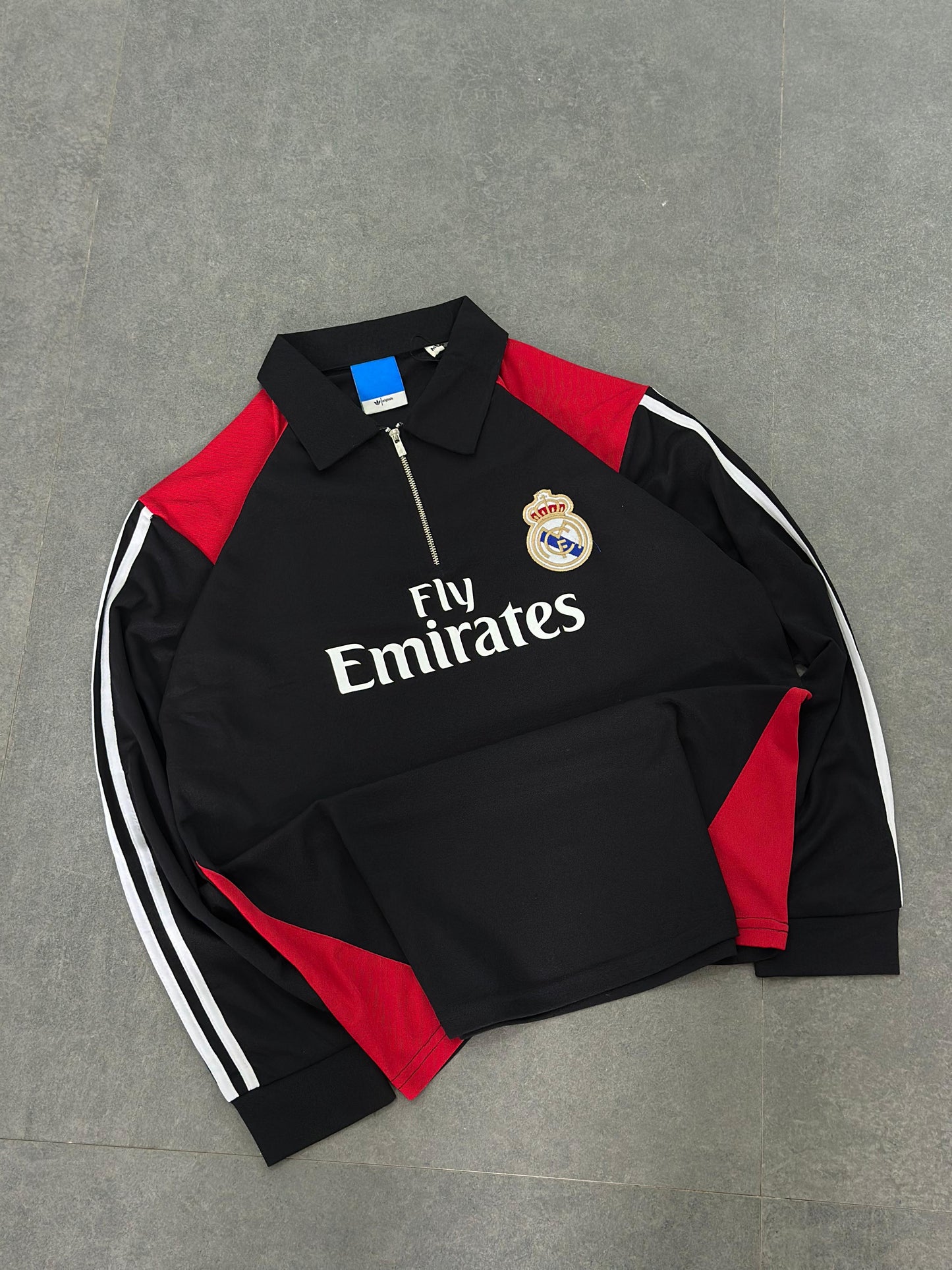 Real madrid imported Black full sleeve collar zip Embroidery T-shirt - Ms retro store