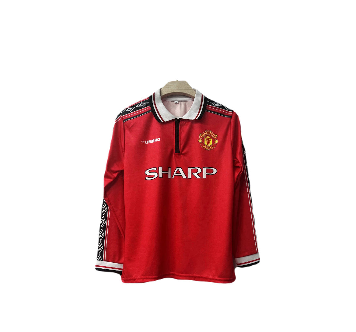 Manchester united 1998/99 Home jersey zip type full sleeve beckham - ms retro store