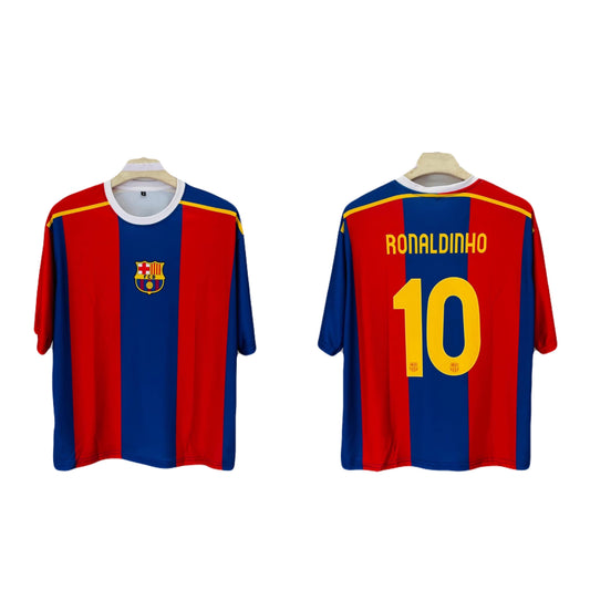 Barcelona vintage ronaldinho five sleeve - ms retro store