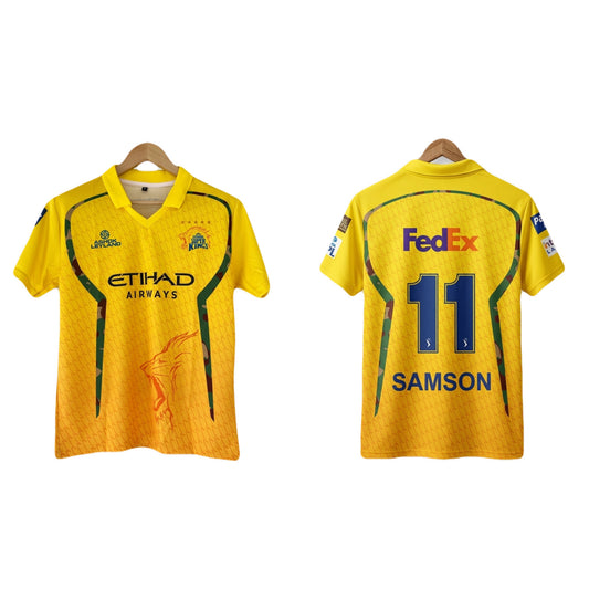 IPL Chennai super kings 2026 Sanju Samson Half sleeve collar sublimation  - Ms Retro Store