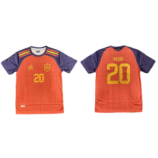Spain 2026 World Cup Pedri Half Sleeve Embroidery Jersey - Ms Retro Store