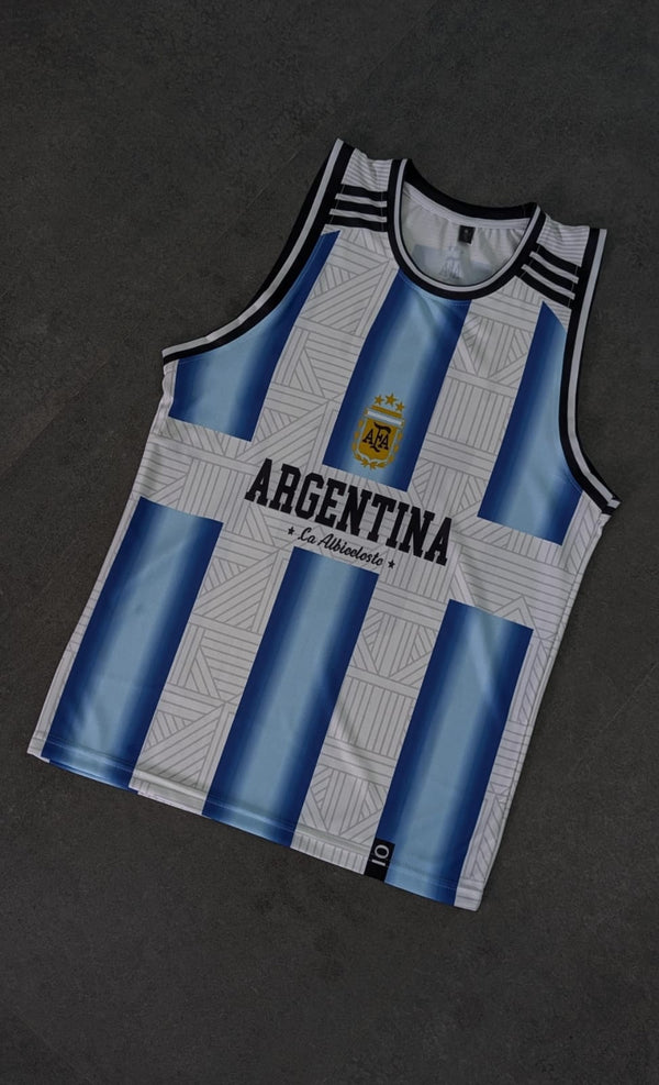 Argentina home messi sleevless bibs sublimation -P1661 ms retro store