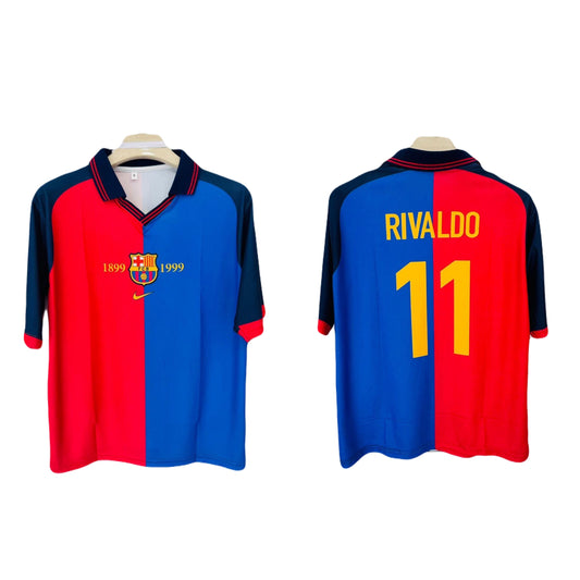 Barcelona 1999 Home jersey Five sleeve Rivaldo 11 - ms retro store