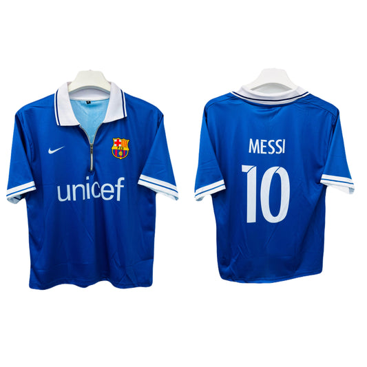 Barcelona Messi Five Sleeve zip collar Sublimation Jersey -P1362 Ms Retro Store