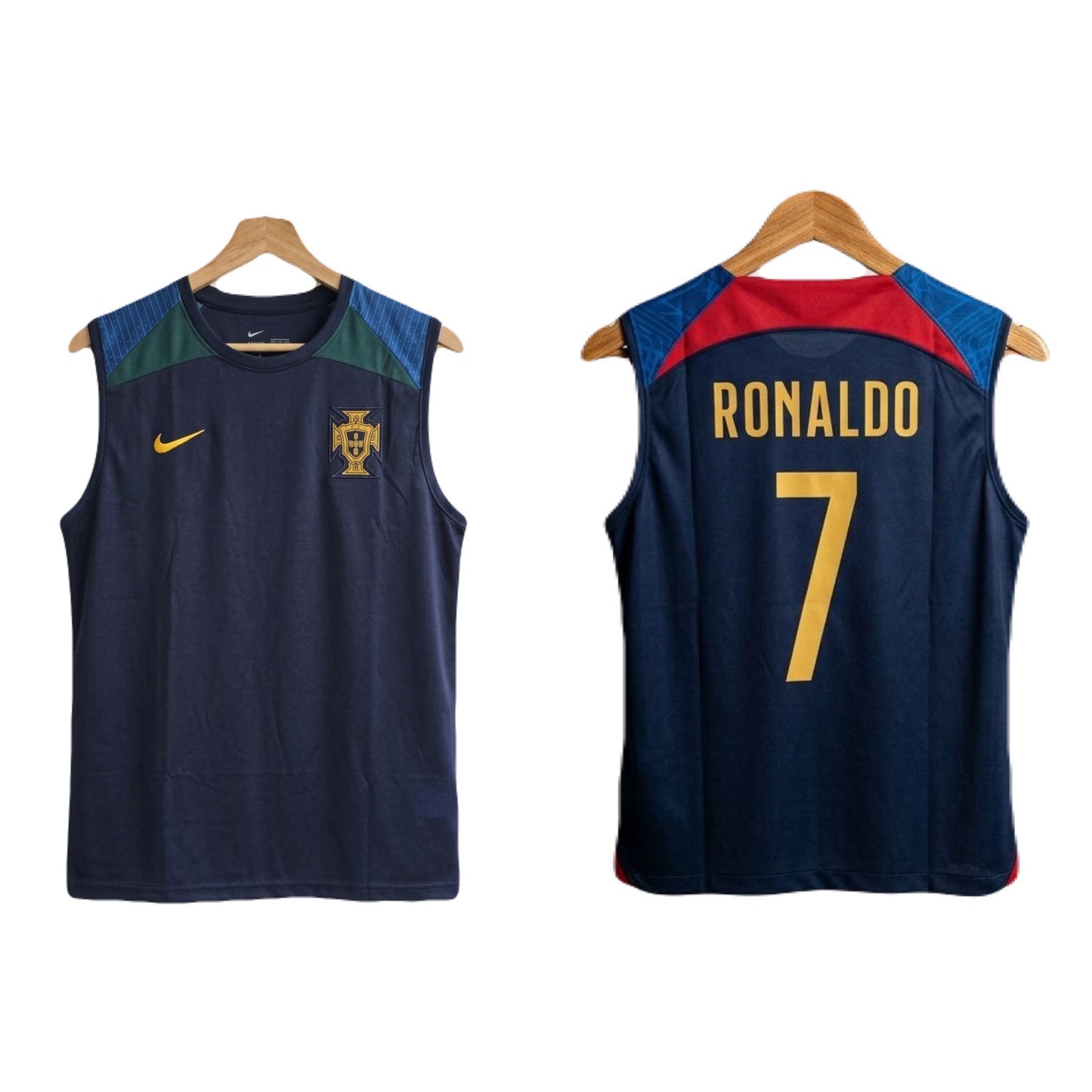 Portugal  ronaldo sleevless bibs embroidery -  ms retro store
