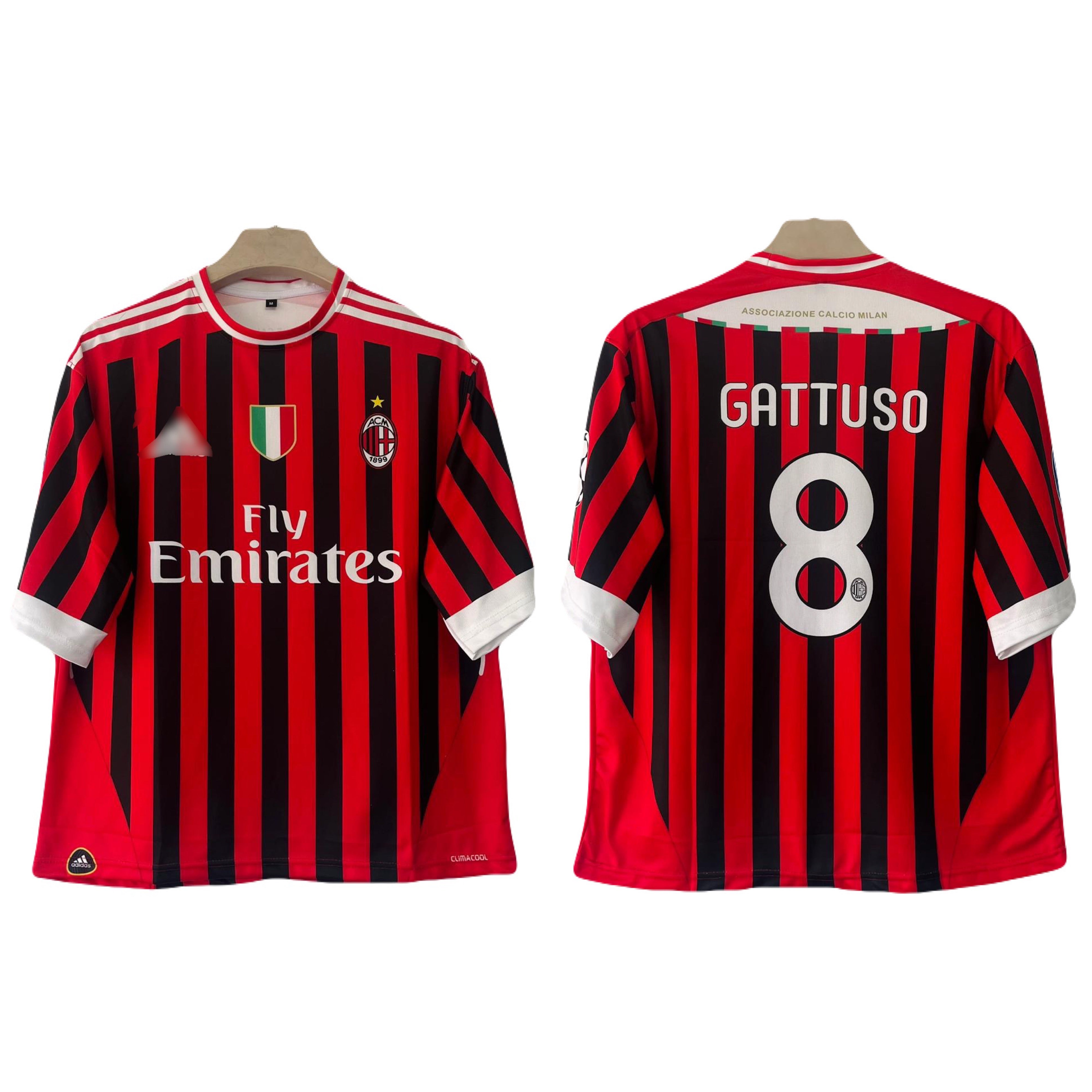 Ac Milan 2011-12 Home Kit Gattuso Five Sleeve - P828 Ms Retro