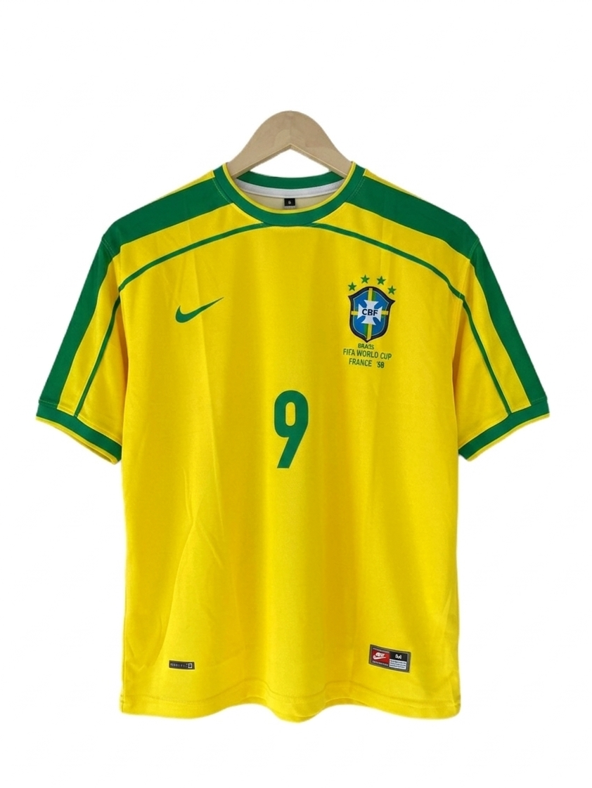 Brazil 1998 Home Kit Ronaldo Five Sleeve - P1252 Ms Retro Store