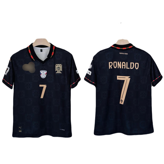 Portugal 2026 Special Black ‘Panter’ Edition Kit Ronaldo Half sleeve embroidery - Ms Retro Store
