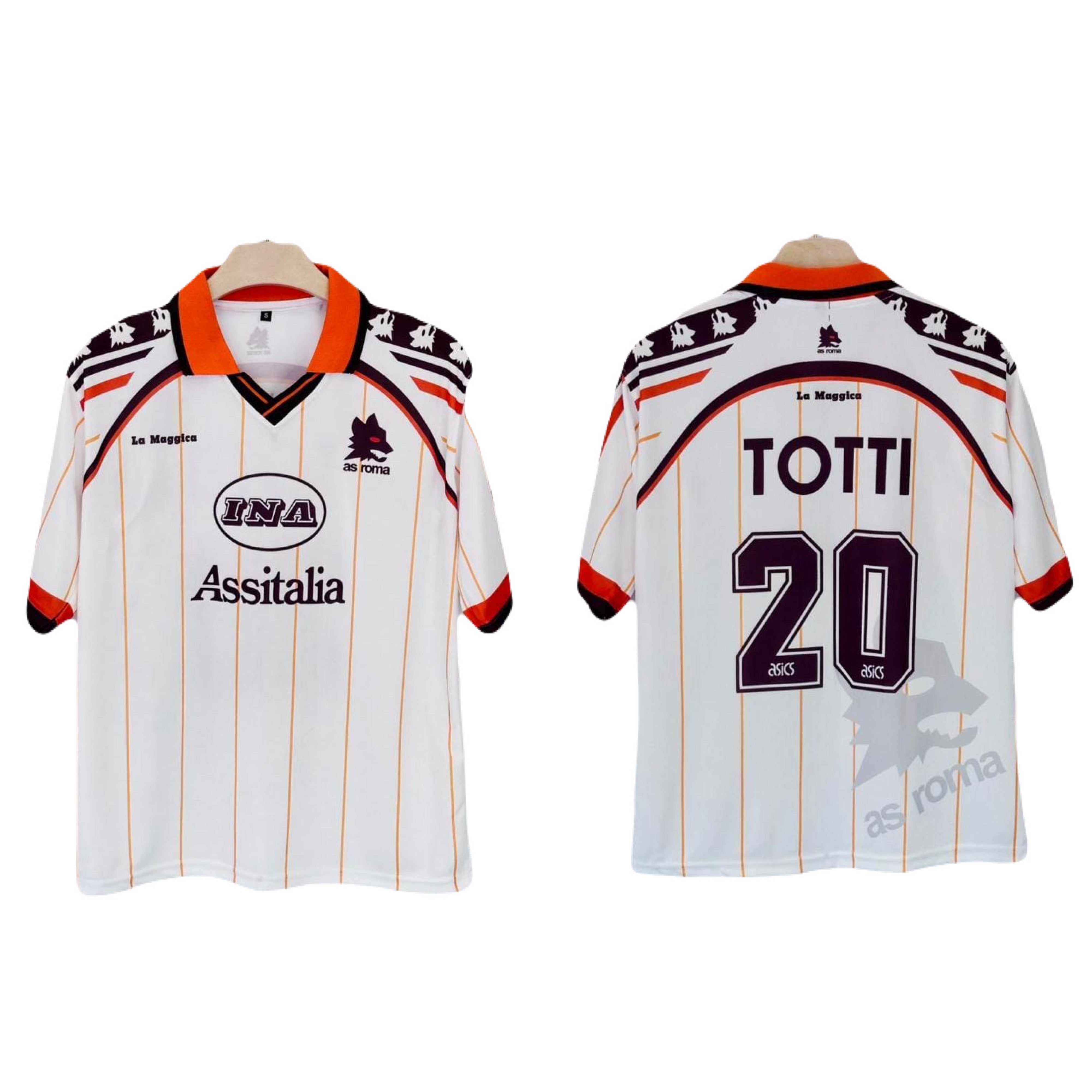 As Roma 1995-96 Totti Away Jersey five sleeve - Ms retro store