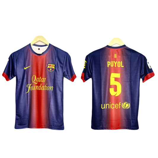 Fc Barcelona 2012-13 Home Kit Puyol Half Sleeve - P1302 Ms Retro Store