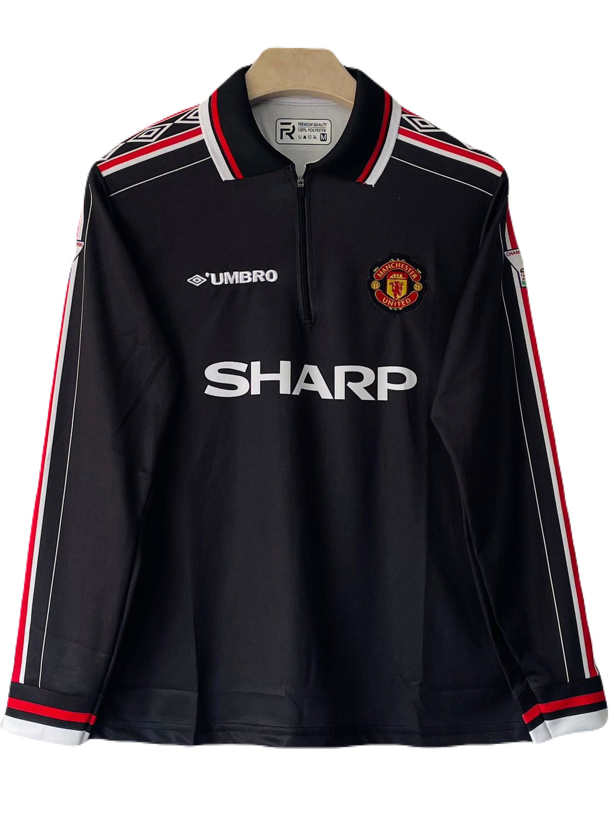 Manchester united 1998/99 Away Jersey zip type full sleeve embroidery beckham  - ms retro store