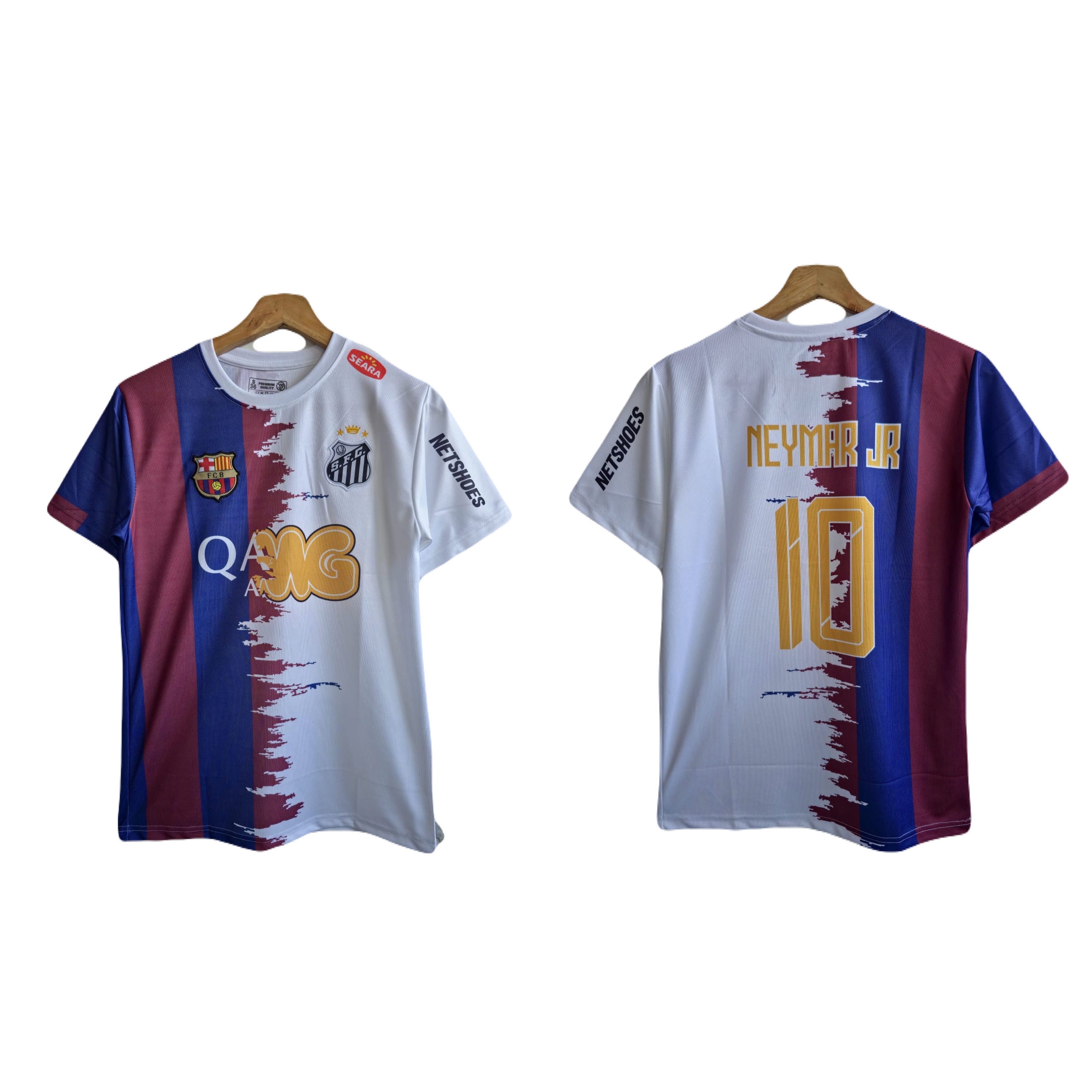 Barcelona X Santos Fc neymar special edition half sleeves kit